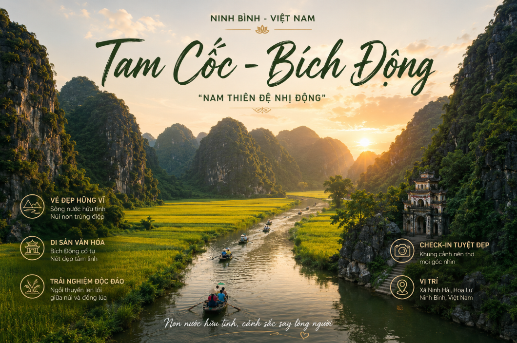 Tam cốc bích động - top 10 địa điểm du lịch NInh Bình
