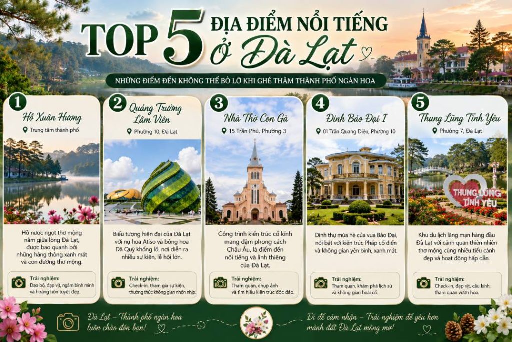 Top 5 địa điểm nổi tiếng nhất ở Đà Lạt